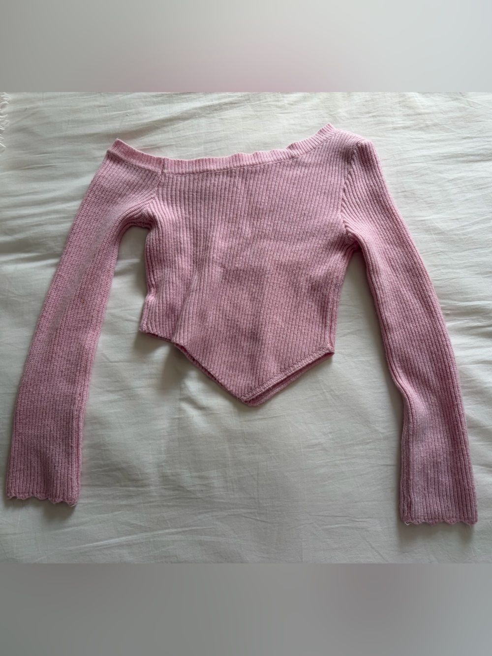 Women’s Pink Off the Shoulder Ribbed Knit Sweater